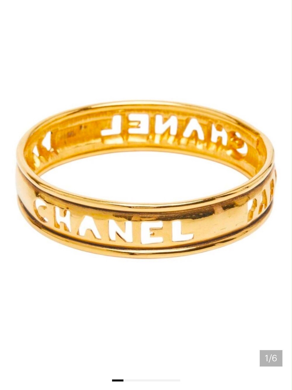 CHANEL 24kgp Vintage Cutout Logo Bangle